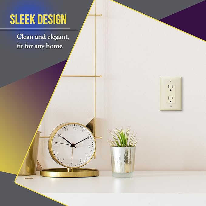 ENERLITES Decorator Light Switch or Receptacle Outlet Wall Plate, Glossy, Midway Size 1-Gang 4.88" x 3.11", Unbreakable Polycarbonate Thermoplastic, UL Listed, 8831M-LA-10PCS, Light Almond (10 Pack)