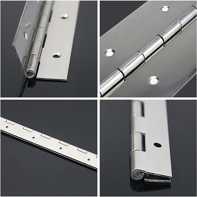 6 PCS 6 Inch Stainless Steel Piano Hinge Heavy Duty with 36 Pcs Screws for Cabinets Boat Marine Door DIY Woodworking Storage Box Hatche Furniture Hardware Silvery
