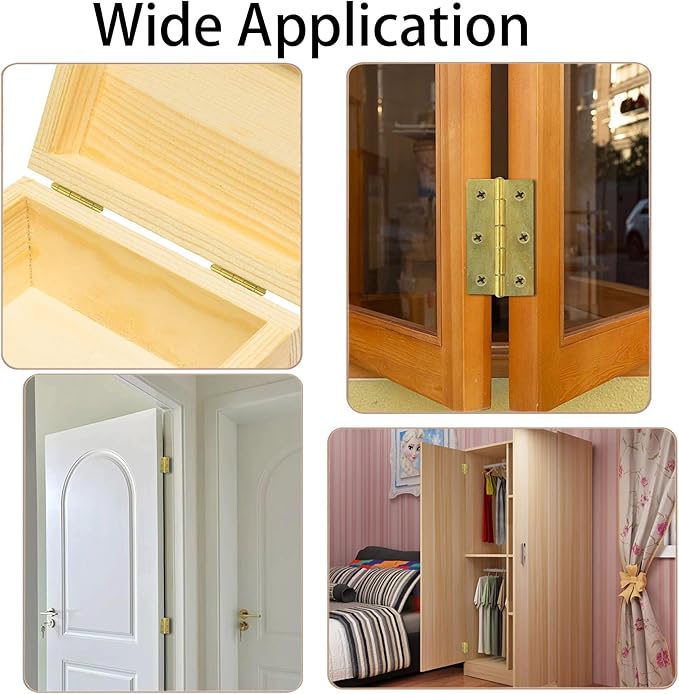 10 Pcs 2.5 Inch Gold Door Hinge Cabinet Hinge, Reliable Gold Ball Bearing Butt Hinges for Windows, Cabinets, and Outdoor Use, Includes Mounting Screws