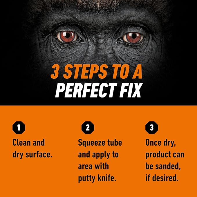 Gorilla All Purpose Wood Filler, Walnut Color, 6 Ounce Tube (Pack of 1) - Water Resistant for Indoor or Outdoor Projects and Repairs
