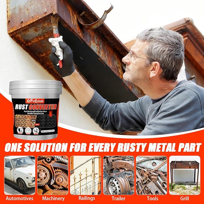 2-in-1 Rust Converter & Metal Primer, 35 Floz Automotive Rust Remover Paint for Metal,UV Resistant Anti Rust Reformer& Inhibitor, Long-Lasting Heat Resistance Coating,Industrial Grade Water Based