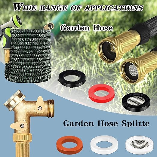 ZDBB 129 PCS Garden Hose Washers Shower Head Gaskets with Screen Filter,Silicone Rubber Washer for 3/4,1/2 Inch Water Fittings Plumbing Shower Hose Splitter Washing Machine Rv Faucet