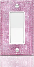 Silver Shiny Pink Rhinestones Wall Plates Light Switch Cover Plate Decorative Wall Plate Rhinestone Bling Light Switch Cover 1 Gang