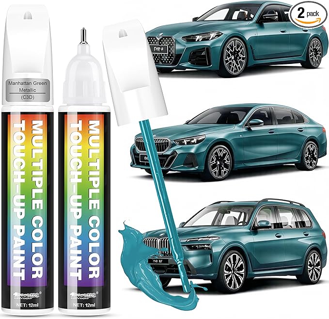 [2-PACK] Compatible with BMW Touch Up Paint[Manhattan Green Metallic(C3D)]-OEM-Equivalent, Fast-DryingCompatible withmula, Eco-Friendly Scratch Repair KitCompatible with Deep Scratches
