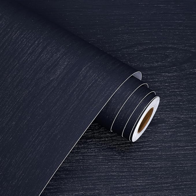 WESTICK Dark Blue Wood Grain Contact Paper for Countertops Waterproof Navy Peel and Stick Wood Wallpaper Self Adhesive Countertop Contact Paper Wooden Vinyl Wrap for Tables Desk Cabinets 15.8" x 196"