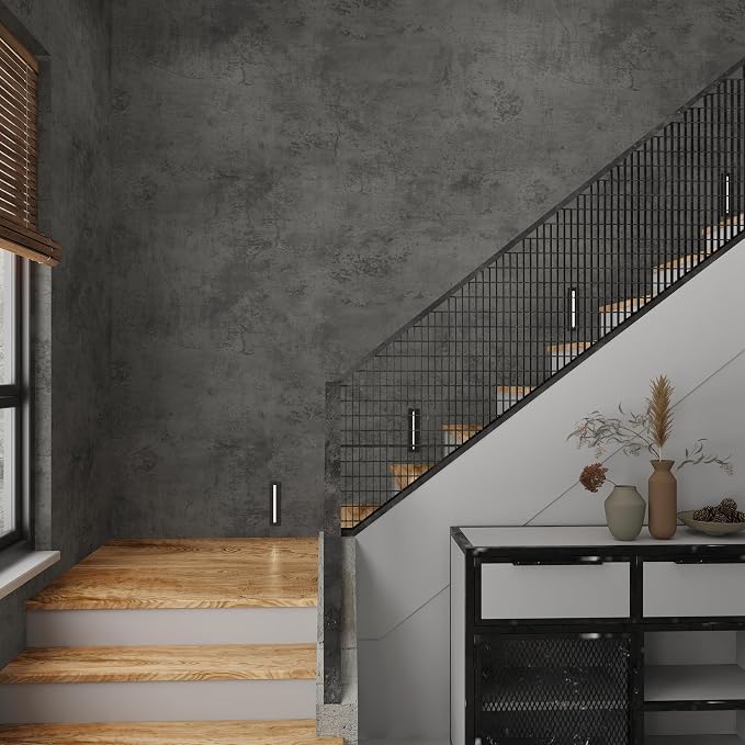 JSEVEM 16"×118" Dark Grey Concrete Contact Paper Self Adhesive Gray Faux Cement Wallpaper Peel and Stick Waterproof Industrial Matte Textured Vinyl Wrap for Office Bedroom Living Walls