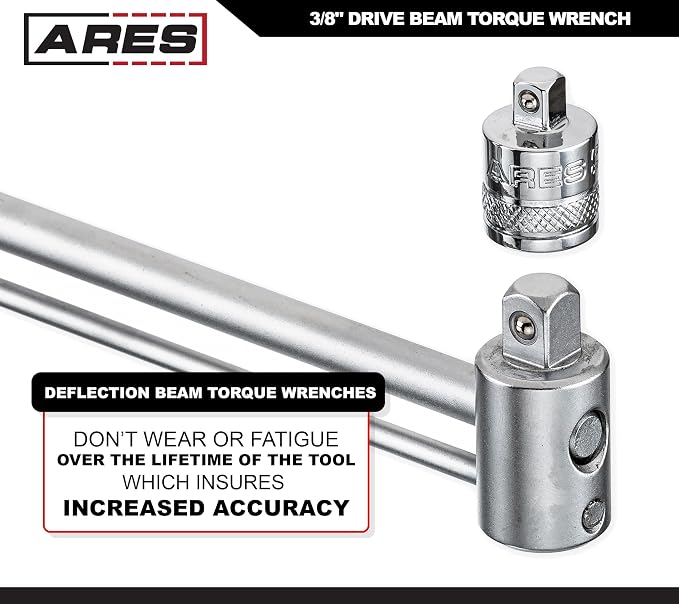 ARES 70214 3/8-In Drive Beam Torque Wrench - 0-800 In/Lbs, 0-90 N/M | High-Visibility Markings for Easy Reading