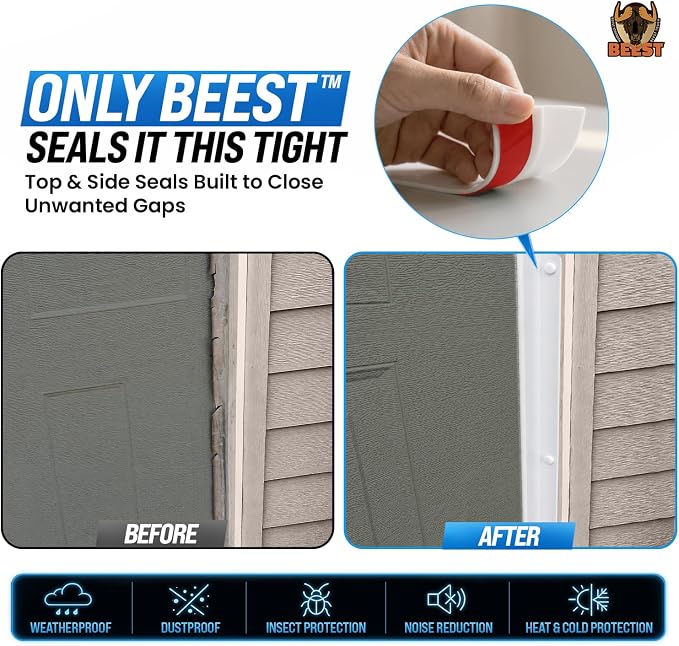 BEEST FULLSTOP Platinum Garage Door Insulation Kit - 16x8 & 16x7 ft Double Garage Door Insulation Panels w/ Threshold Seal, 16 Pre-Cut 24x48”, Window Films, Entry Draft Stoppers and Top & Side Seals