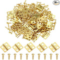 30 Piece Mini Hinges Gold Tiny Hinges 13x12mm Retro Brass Butt Hinge 180 Degree Rotation Miniature Hinge Hardware with Screws for Wooden Box Jewelry Box Doll House DIY Projects