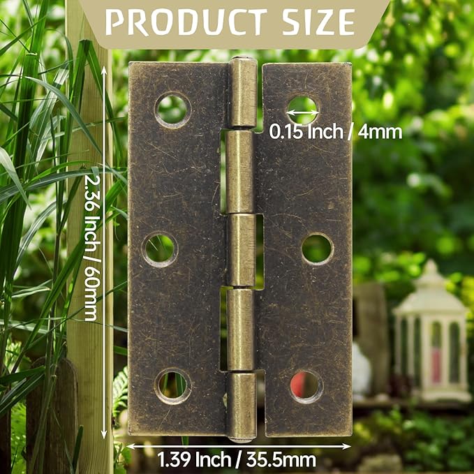Murtenze 24 Pack 2.5 Inch Cabinet Hinges: Antique Bronze Butt Hinges With Ball Bearing and Mounting Screws