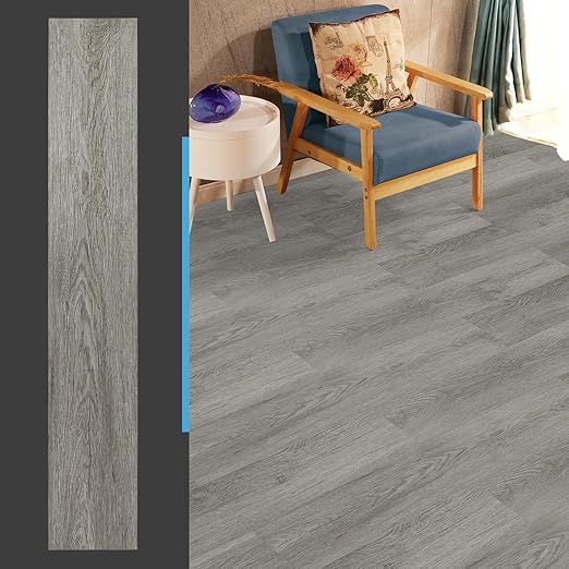 Art3d Peel and Stick Floor Tile Vinyl Wood Plank 12-Pack 18 Sq.Ft, Deep Gray, Rigid Surface Hard Core Easy DIY Self-Adhesive Flooring