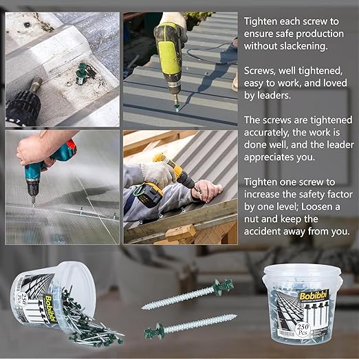 Metal Roofing Screws 10 x 2-1/2 inch, Green Hex Head Sheet Metal Roof Screw with EPDM Washer for Corrugated Roofing (250Pcs)