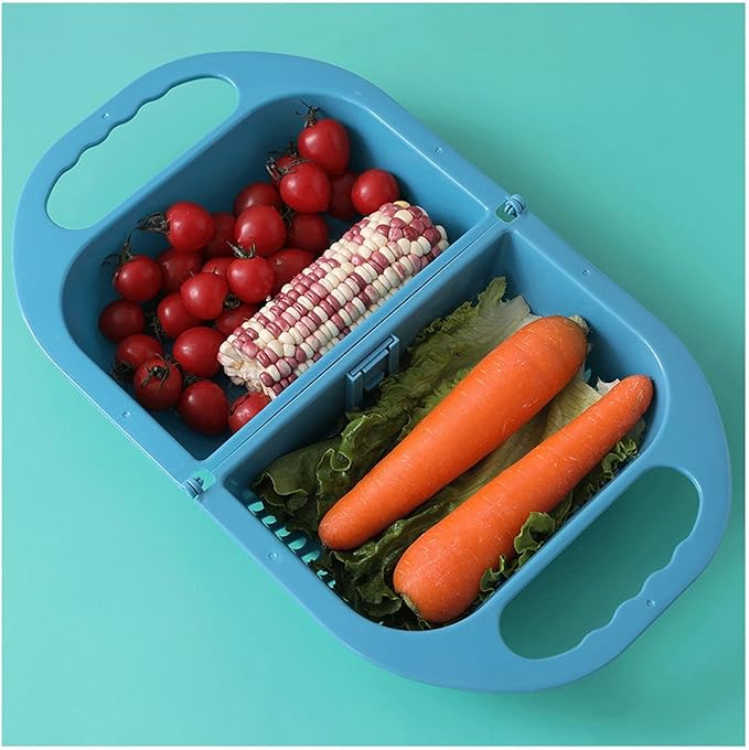 Draining rack Multifunctional Foldable Drain Basket Thickened Plastic Sink Filter Basket Kitchen Hanging Fruit and Vegetable Storage Basket for Washing Pasta Fruit Sink Strainer Basket(C)