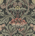 NextWall Acanthus Floral Peel and Stick Wallpaper (Charcoal & Rosewood)