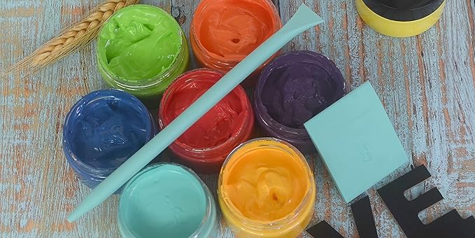 DGAGA 2 Jar of Chalk Paste,Red Chalk Paste Paint for Stencils,Orange Fabric Ink,Self Adhesive Silk Screen Stencil Paste,Chalkboard Paste for Wood,Canvas,Paper,Art Craft Permanent,Home Decor