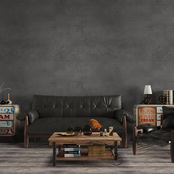 3yecao 24"×591" Darker Grey Black Wide Concrete Wallpaper Peel and Stick Extra Thick 3D Dark Gray Faux Contact Paper Textured Stained Vinyl Wrap Matte Wall Sticker for Walls Bedroom Basement Bathroom