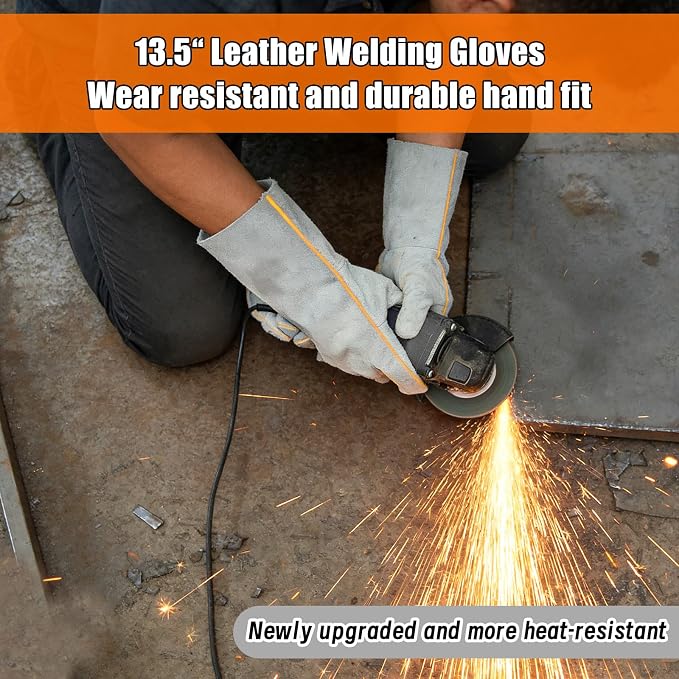 9Pcs Mig Welding Accessories Tools Kit for Beginners,10.5"Chipping Hammer Welding,9.5"Wire Brush,13.5"Leather Welding Gloves,8"MIG Welding Pliers,25LB Welding Magnet,Wire Metal Sheet Thickness Gauges