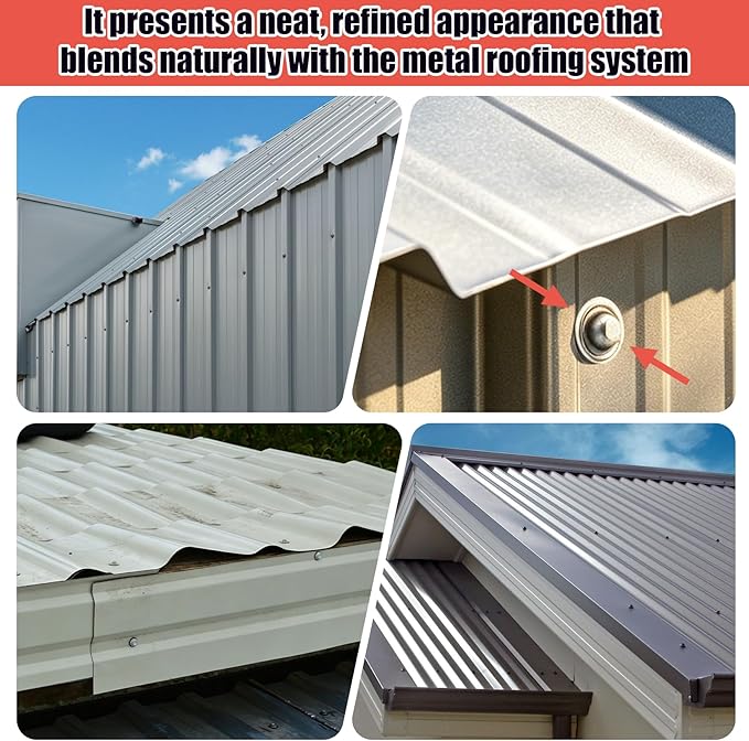 500 Pack Galvalume Metal Roof Screw Caps, Rustproof & Waterproof Screw Covers caps, Seal Existing Screw Heads to Stop Leaks, UV Resistant Roofing Caps for Metal Roof & Outdoor Projects (with Gloves)