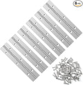 6 PCS 6 Inch Stainless Steel Piano Hinge Heavy Duty with 36 Pcs Screws for Cabinets Boat Marine Door DIY Woodworking Storage Box Hatche Furniture Hardware Silvery