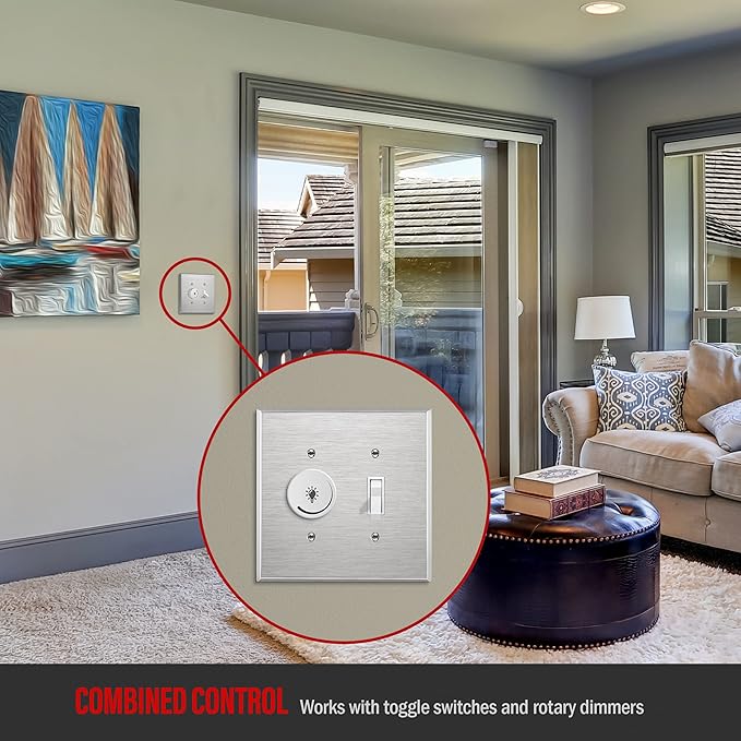 ENERLITES Toggle Light Switch Metal Midway Wall Plate, Corrosion Resistant, Mid-Size 2-Gang 4.88" x 4.92", UL Listed, 7712M, 430 Stainless Steel, Silver