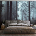 Foggy Forest Wall Murals Peel and Stick 148" W x 98" H | Misty Woodland Tree Self Adhesive Renter Friendly Wallpaper for Bedroom Living Room