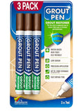 Grout Pen Brown Tile Paint Marker: Waterproof Grout Paint, Tile Grout Colorant and Sealer Pen - Brown, Narrow 5mm Tip (7mL) - 3 Pack