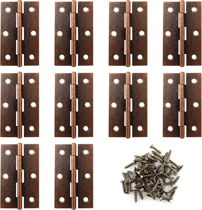 10 Pcs 2.5 Inch Red Bronze Door Hinge Cabinet Hinge - Reliable Red Bronze Ball Bearing Butt Hinges for Windows, Cabinets, and Outdoor Use - Includes Mounting Screws