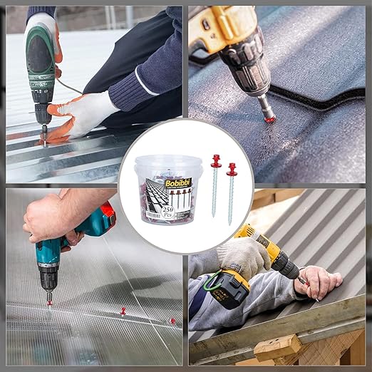 Metal Roofing Screws 10 x 2-1/2 inch, Red Hex Head Sheet Metal Roof Screw with EPDM Washer for Corrugated Roofing (250Pcs)