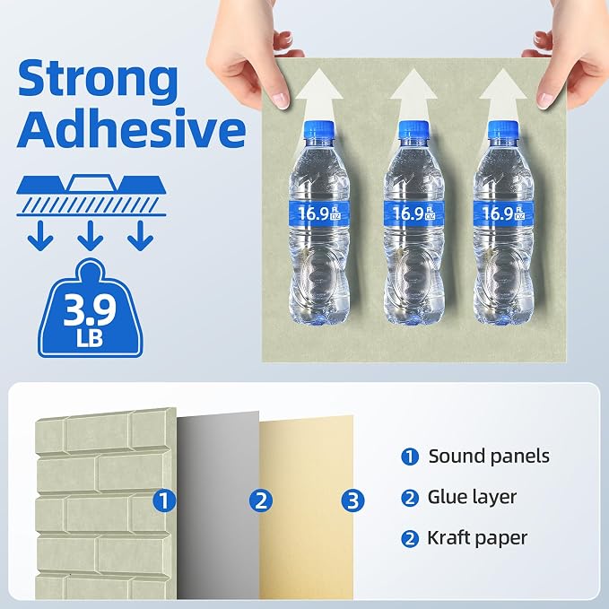 20 Pack Acoustic Panels with Self Adhesive Sound Proof Foam Panels for Wall | 12" X 12" X 0.4" High Density Soundproof Wall Panels, Brick Sound Absorbing Panels for Home Studio Office Decor - Sage