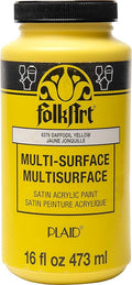 FolkArt Multi-Surface Satin Acrylic Paint in Assorted Colors, 16 oz, Daffodil Yellow 16 Fl Oz