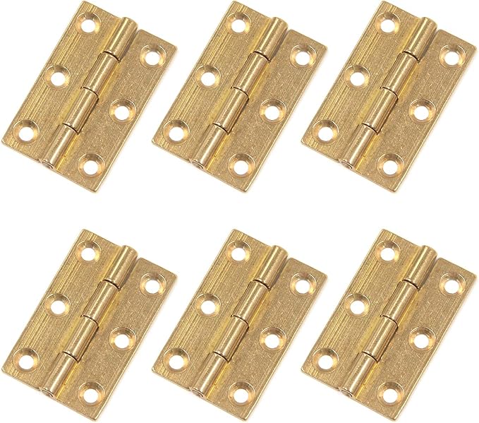 Mcredy Small Box Hinges,1.5 Inch Brass Jewelry Box Hinge Gold Butt Hinges with Mounting Screws,Pack of 6