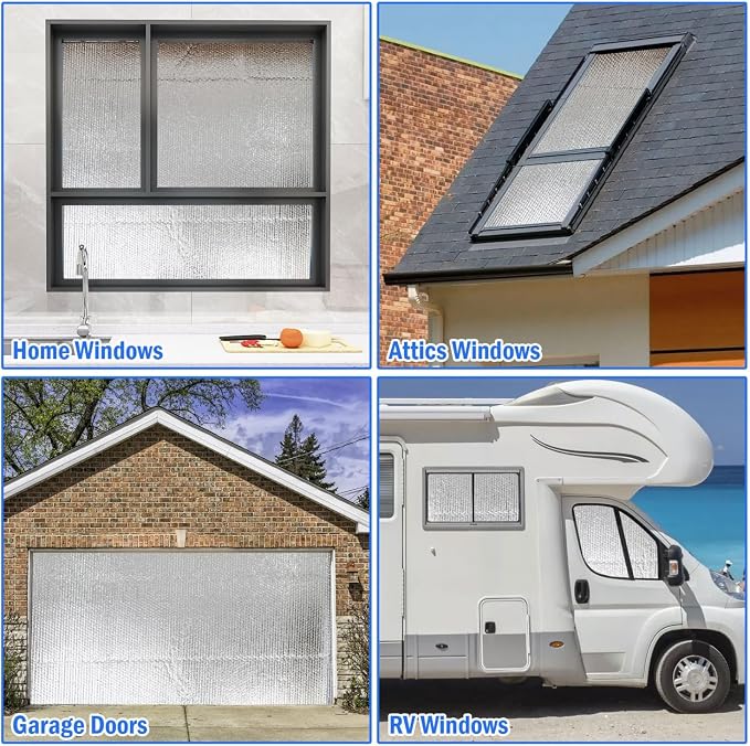YoleShy Double Reflective Insulation 48 in X 15 FT RV Window Insulation for Summer Heat Reflective Window Film for Roof, Car, Garage Doors