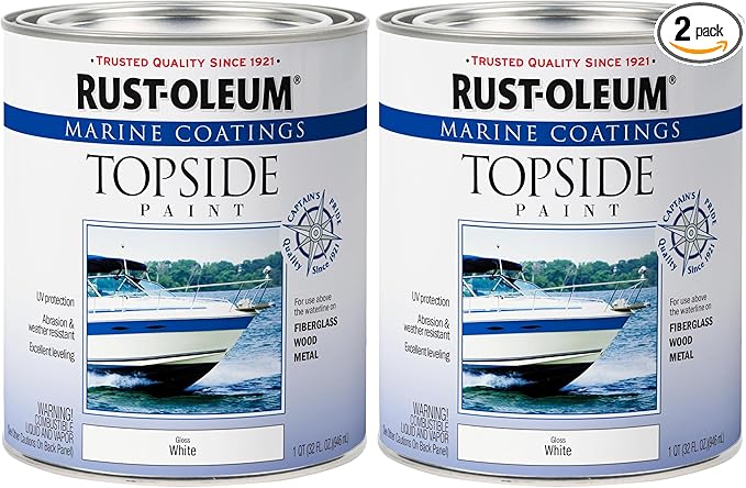 Rust-Oleum 206999 Marine Topside Enamel Paint, Gloss White, 1-Quart, 32 Fl Oz (Pack of 2)