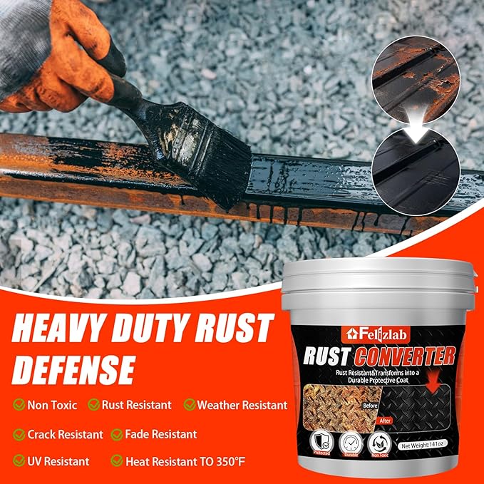 2-in-1 Rust Converter & Metal Primer, 141oz Rust Reformer Paint for Metal, Automotive Rust Remover, UV & Heat Resistant Anti-Corrosion Coating, Industrial-Grade Water-Based Rust Inhibitor