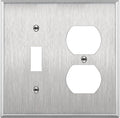 ENERLITES Combination Toggle Light Switch or Duplex Receptacle Outlet Metal Wall Plate, Corrosive Resistant, Size 2-Gang 4.50" x 4.57", 771121, 430 Stainless Steel, UL Listed, Silver, Standard