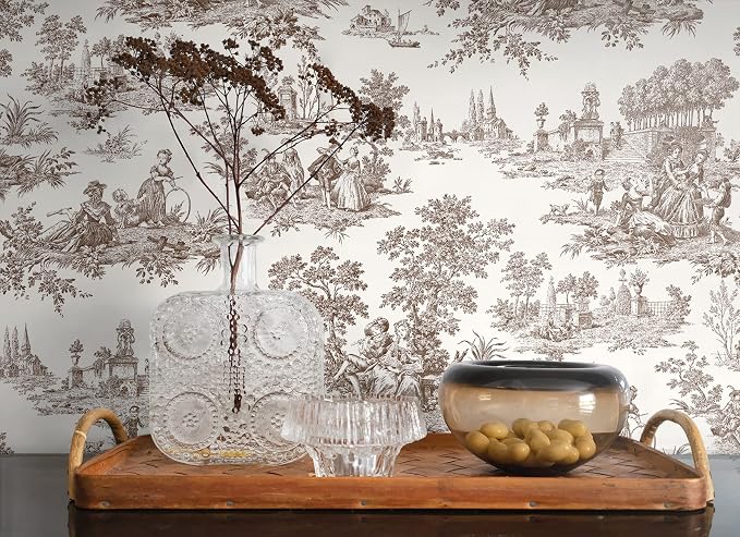 NextWall Chateau Toile Peel and Stick Wallpaper (Sable Brown)