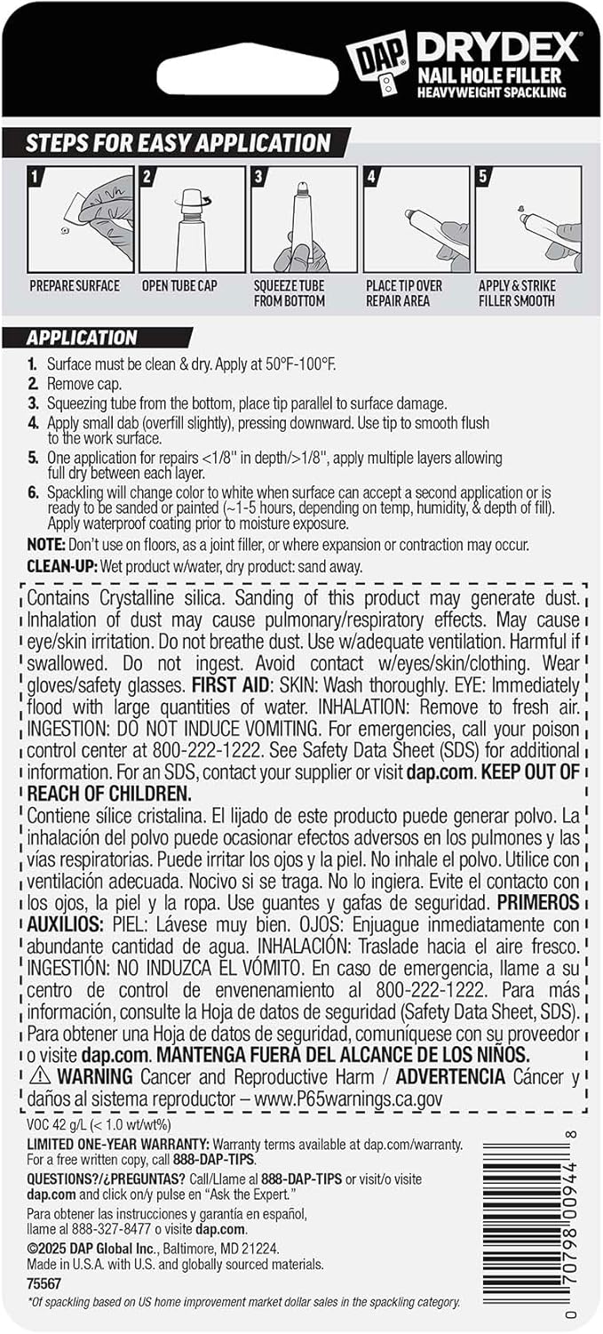 DAP DryDex Dry Time Indicator Spackling, Pink/White, 1 oz (7079800944)