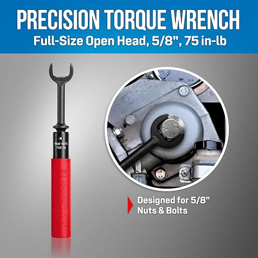 Jonard Tools TWAF-5875 Torque Wrench, Full Head 5/8", 75 in-lb - CATV/Coax/VDV Tool with Audible Click, Angled Head, Cushion Grip, High Carbon Steel