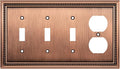 Henne Bery Sunken Pearls Heavy Duty Decorative Wall Plate Switch Plate Outlet Cover (Triple Toggle/Single Duplex, Antique Copper)