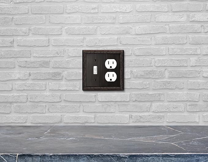 Henne Bery Sunken Pearls Decorative Wall Plate Switch Plate Outlet Cover (Toggle/Duplex, Aged Bronze)