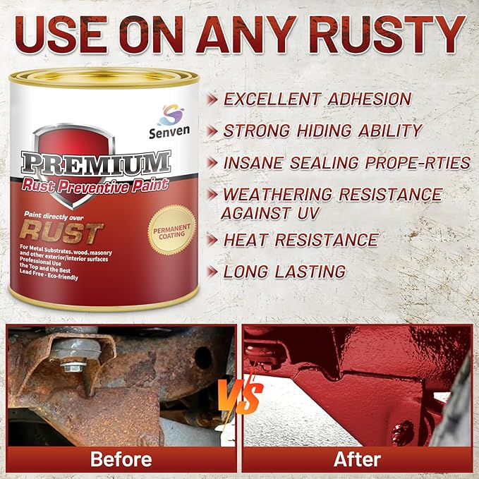 Rust Control Paint Red Anti Rust Permanently Preventive Coating Epoxy Metal Primer 35 Oz High Gloss Red Paint for Metal Automotive Car Heat Resistance Fast Dry UV Resistant