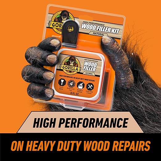 Gorilla All Purpose Wood Filler Wood Repair Kit with Putty Knife and Sanding Block
