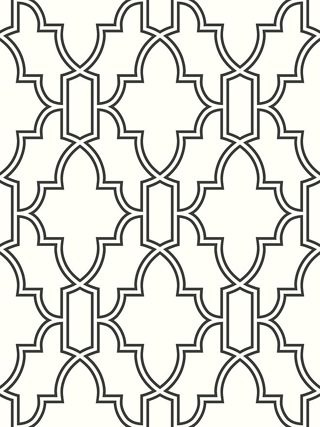 NextWall Tile Trellis Peel and Stick Wallpaper (Black & White)