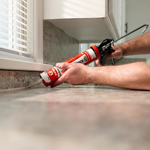 Red Devil 0406 Silicone Acrylic Caulk & Sealant, 100% Waterproof, Paintable, White Caulking for Kitchen, Bathroom, Window, With Duraguard, 5.5 oz, White, Made in USA
