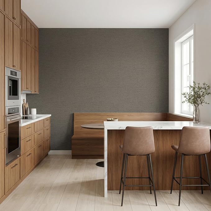 WADILE Grasscloth Peel and Stick Wallpaper 15.7in x 78.7in, Textured Contact Paper for Cabinets, Faux Linen Wall Paper Pull and Stick, Fabric Vinyl Wallpaper Self Adhesive Brown Gray | Textured contact paper, Faux linen, Vinyl material, Cabinets, Self ...