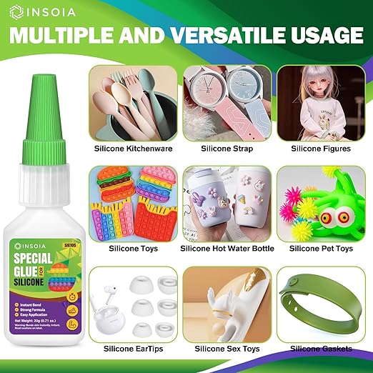 Silicone Glue, 20g Clear Super Glue for Silicone Repair Quick Fix Silicones Adhesive Heavy Duty Strong Crazy Instant Glue for Bonding Model, Toys, TPR, TPU, DIY Crafts and More