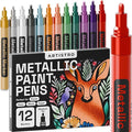 ARTISTRO 12 Metallic Paint Pens for Glass Marking, Rock Painting, Ceramic, Wood, Fabric, Scrapbooking, DIY Craft Making, Coloring - Acrylic Paint Markers Medium Tip 3mm
