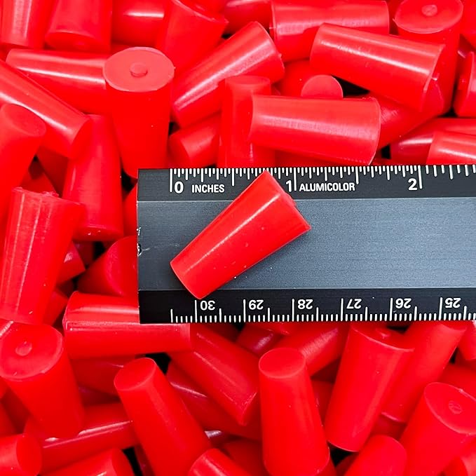 High Temp Masking Supply .375" x .562" (3/8 x 9/16) Silicone Rubber Plugs - Tapered Stoppers for Powder Coating, Painting, Automotive, Crafts, DIY - Non-Toxic, Flexible, Reusable STP107 (25 Pack)