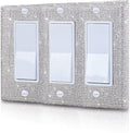 Silver Shiny Silver Rhinestones Wall Plates Light Switch Cover Plate Decorative 3 Gang Wall Plate Single Toggle For Outlet Covers Wall Plate