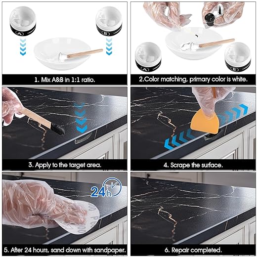 LANBOKIT Tile & Fiberglass Tub Repair Kit(Color Matching), Porcelain Sink Repair Kit, Countertop Repair Kit for Granite, Marble, Quartz, Ceramic & Shower Repair Kit for Chips, Cracks, Scratches, Holes